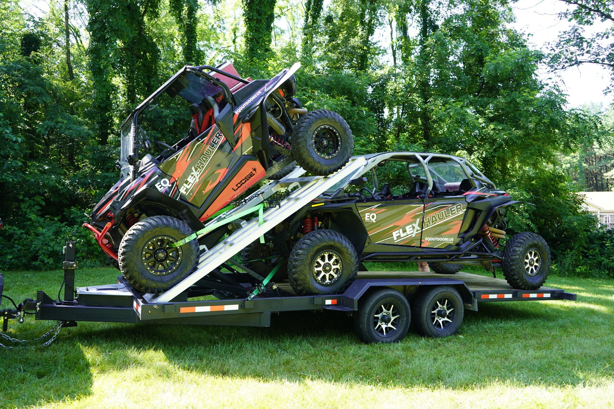 Flex Hauler trailer loaded with two side-by-sides